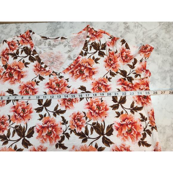 Old Navy Women's Multicolor Floral Cotton V-Neck Short Sleeve Tee Shirt Size XXL - Picture 5 of 6